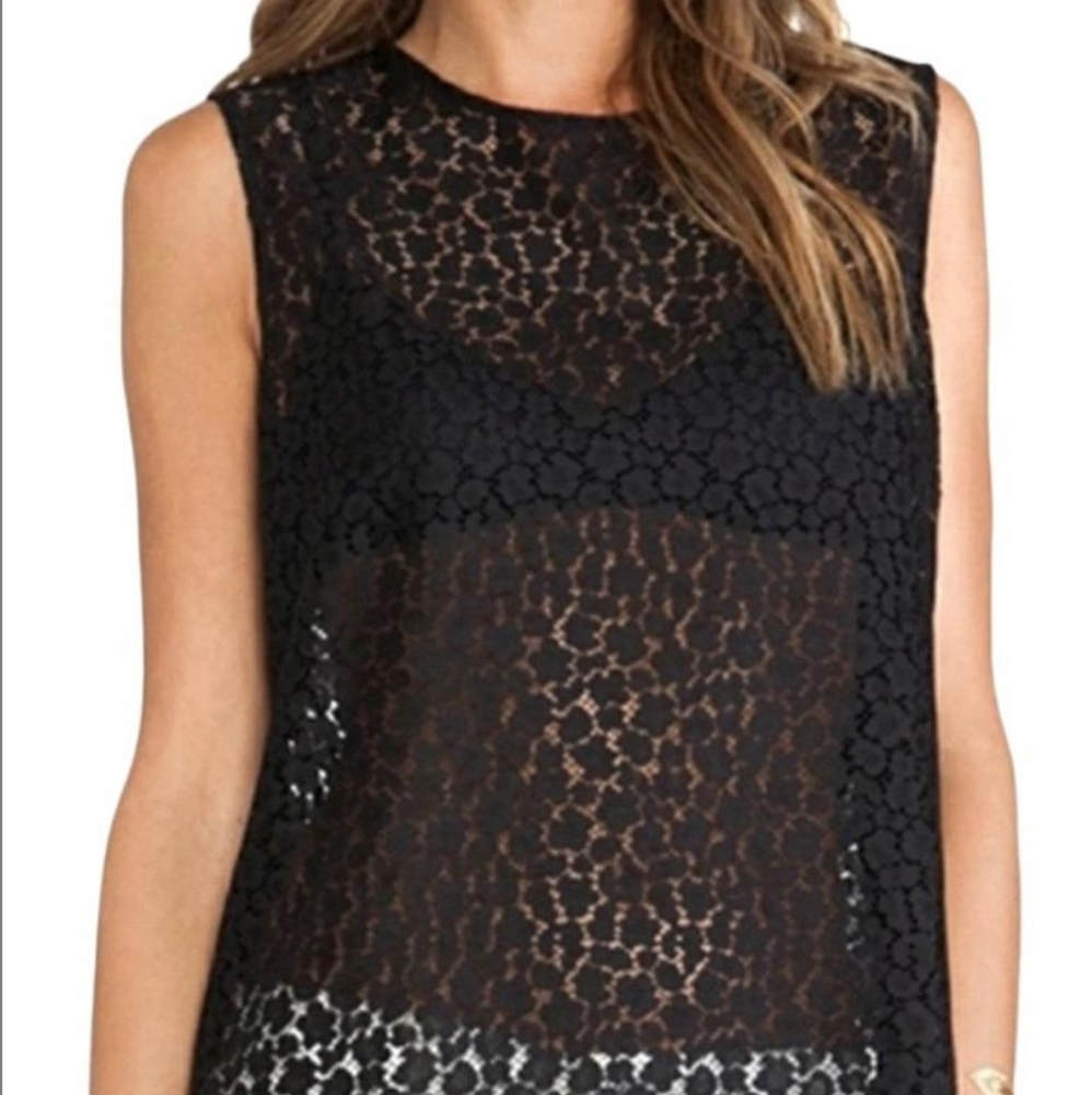 Equipment Black Lace Tank Top XS